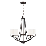 Люстра в цвете темная бронза с 5-ю белыми цилиндрическими плафонами Generation Lighting варинант исполнения - 2 | Loft Concept в Тюмени