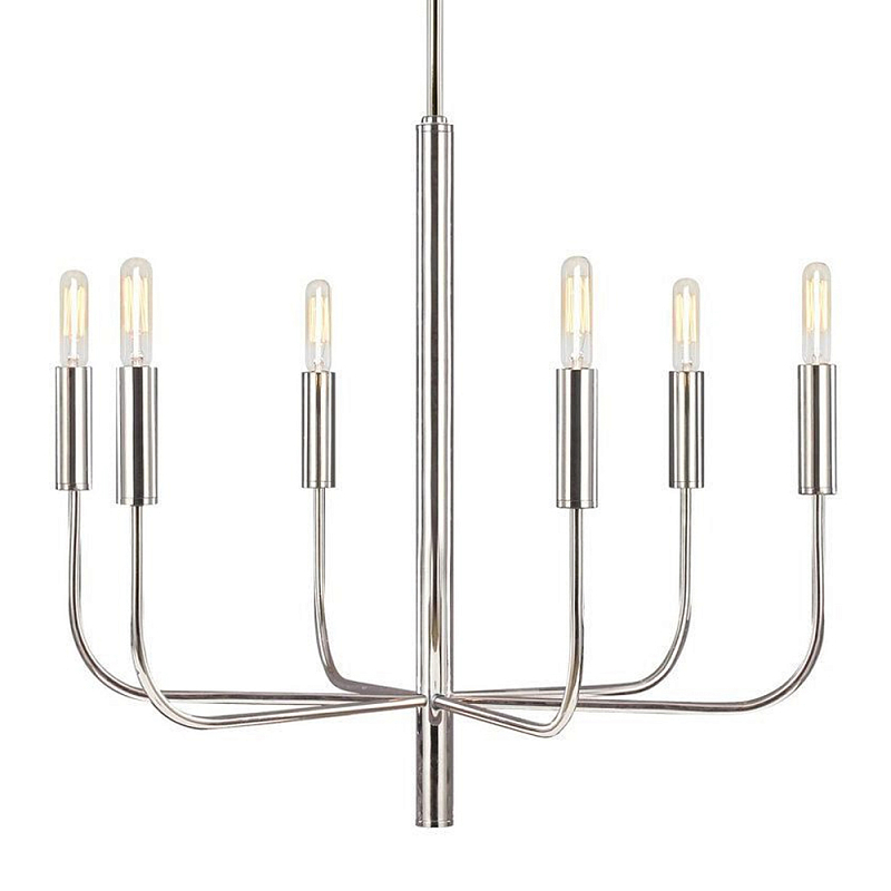 Люстра с 6-ю лампами Chandelier with Seamless Curve Латунь Серебряный в Тюмени | Loft Concept 