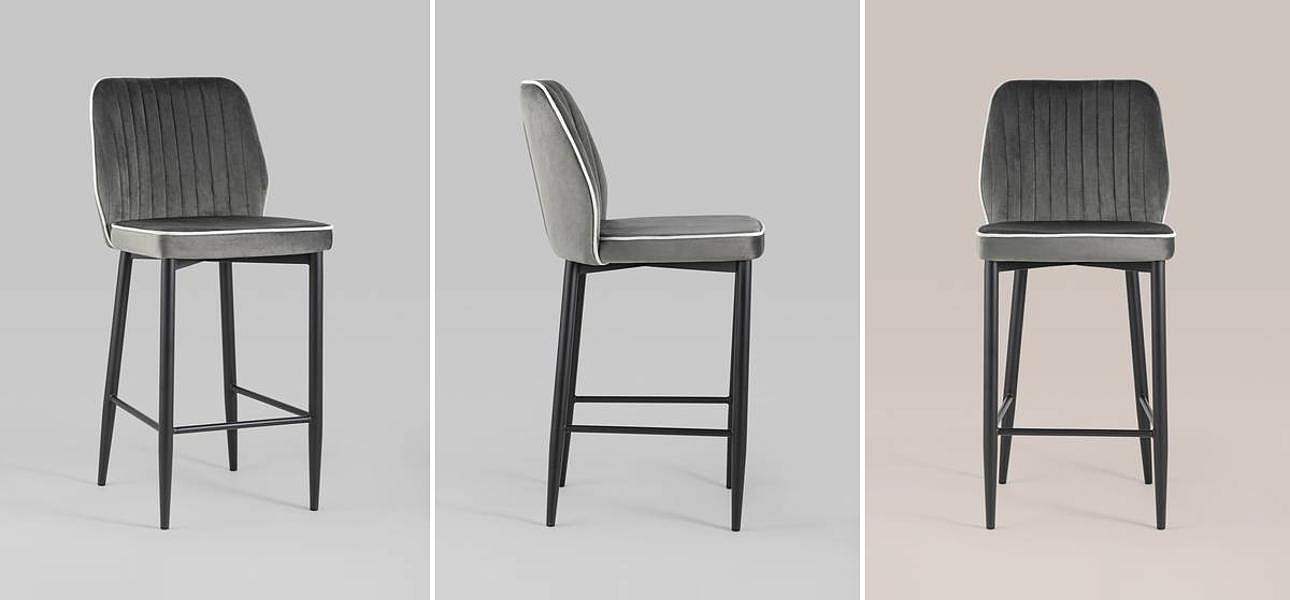 Стул Lawrence Chair Серый Велюр Белый кант - Loft-Concept в Тюмени