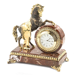 Часы настольные бронзовые с декором в виде коня Horse Stone Clock варинант исполнения - 2 | Loft Concept в Тюмени