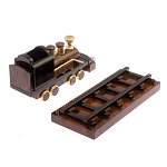 Часы настольные в виде паровоза из натурального камня Обсидиан Train Stone Clock варинант исполнения - 6 | Loft Concept в Тюмени