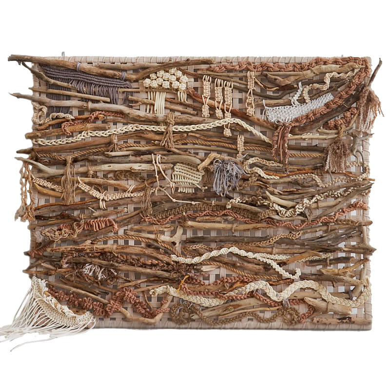 Большая Абстрактное Панно из веток и нитей Dryad Wall Art Коричневый Бежевый в Тюмени | Loft Concept 