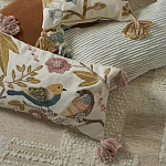 Чехол на подушку с кисточками и вышивкой птиц Ethnic mix Birds Rect варинант исполнения - 6 | Loft Concept в Тюмени