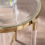 Золотой приставной столик с круглой стеклянной столешницей Weightless Table варинант исполнения - 7 | Loft Concept в Тюмени