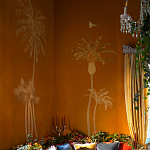 Обои с вышивкой ручной работы Deco Palms Original colourway on velvet 2 варинант исполнения - 1 | Loft Concept в Тюмени