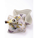 Шкатулка фиолетового цвета с рисунком бабочек и крышкой с фигуркой птицы на ветке Eden Garden варинант исполнения - 6 | Loft Concept в Тюмени