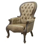 Кресло кожаное с мягкими подлокотниками на 4-х деревянных ножках Evelyn Classical Armchair варинант исполнения - 3 | Loft Concept в Тюмени