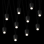 Подвесной светильник черными плафонами на длинных пересекающихся тросах Construction варинант исполнения - 10 | Loft Concept в Тюмени