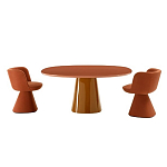 Обеденный стол оранжевый с тонкой столешницей и основанием в виде конуса Viola варинант исполнения - 2 | Loft Concept в Тюмени