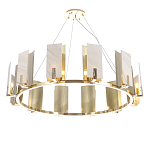 Люстра подвесная круглая с прямоугольными мраморными и золотистыми панелями на металлическом каркасе Диаметр 118 см Marble square Chandelier варинант исполнения - 3 | Loft Concept в Тюмени