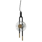 Подвесной светильник черного цвета с прозрачным стеклянным плафоном и золотистой центральной вставкой Virelia  варинант исполнения - 1 | Loft Concept в Тюмени