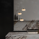 Подвесной светильник с плафоном в виде эллипса из белого алебастра Cryptocrystalline Stone варинант исполнения - 6 | Loft Concept в Тюмени