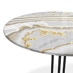 Стол журнальный с круглой столешницей из стекла Gray and Gold Marble варинант исполнения - 3 | Loft Concept в Тюмени