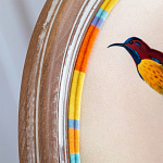 Стул бежевый в разноцветную полоску из натурального бука с изображением птиц и цветов Blooming Red Birds Colorful Stripes Chair варинант исполнения - 5 | Loft Concept в Тюмени