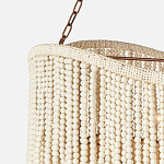 Трехъярусная люстра с подвесками из круглых деревянных бусин белая White Beads Three-tier Chandelier  варинант исполнения - 3 | Loft Concept в Тюмени