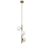 Подвесной светильник с 3-мя сферическими плафонами из матового стекла Pearls Suspension Brass Tube Hanging Lamp варинант исполнения - 2 | Loft Concept в Тюмени