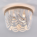 Круглый потолочный светильник с подвесками в виде круглых белых бусин White Beads Ceiling Lamp варинант исполнения - 2 | Loft Concept в Тюмени