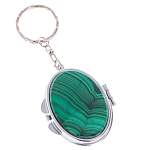 Зеркало брелок карманное двухстороннее из натурального камня Малахит Stone Mirrors варинант исполнения - 1 | Loft Concept в Тюмени