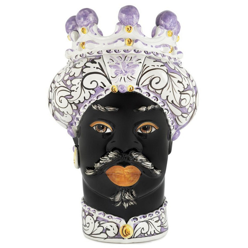 Ваза Vase Moro Man Ornate Violet Черный Фиолетовый Белый Ваза Vase Moro Man Ornate Violet Черный Фиолетовый Белый в Тюмени | Loft Concept