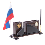 Настольный письменный набор с часами из природного камня обсидиана For the Deputy варинант исполнения - 2 | Loft Concept в Тюмени