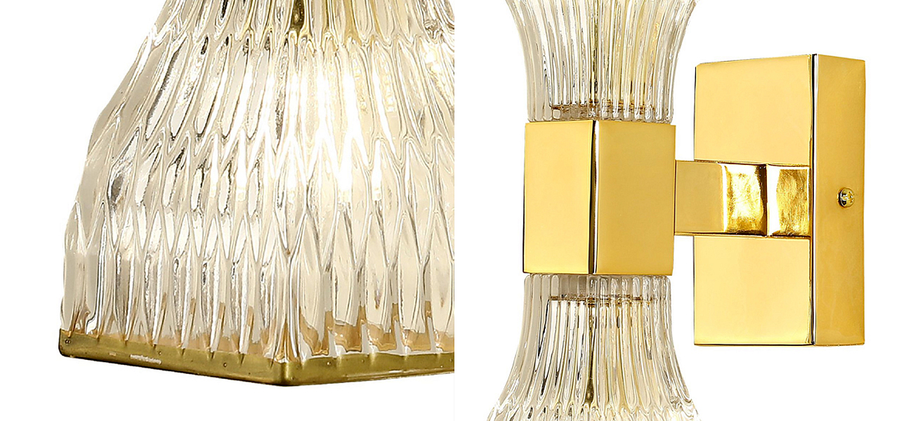 Бра с двумя плафонами из рельефного стекла GLASS HORN Gold Бра с двумя плафонами из рельефного стекла GLASS HORN Gold - Loft-Concept в Тюмени