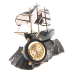 Часы настольные в виде парусника из натурального камня Обсидиан Sailboat Stone Clock варинант исполнения - 5 | Loft Concept в Тюмени