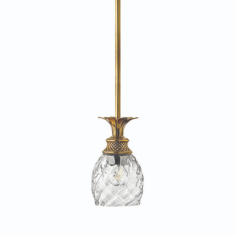 Подвесной светильник цвета латунь с прозрачнымплафоном в форме ананаса Hinkley Латунь Прозрачное Стекло в Тюмени | Loft Concept 