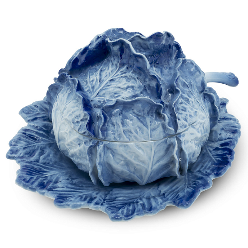 Супница SOUP BOWL CABBAGE W/PLATE D25 Blue Сапфирово-синий Супница SOUP BOWL CABBAGE W/PLATE D25 Blue Сапфирово-синий в Тюмени | Loft Concept