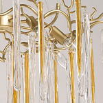 Люстра подвесная золотого цвета с разветвленными ветвями и прозрачными стеклянными подвесками Droplet Chandelier варинант исполнения - 4 | Loft Concept в Тюмени