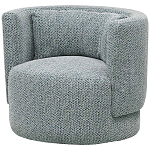 Дизайнерское мягкое кресло с круглой мягкой спинкой в голубой пестрой обивке Roux Round Armchair варинант исполнения - 1 | Loft Concept в Тюмени