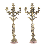 Подсвечники из бронзы на 10 свечей на подставке из камня креноид Stone Candlestick варинант исполнения - 1 | Loft Concept в Тюмени