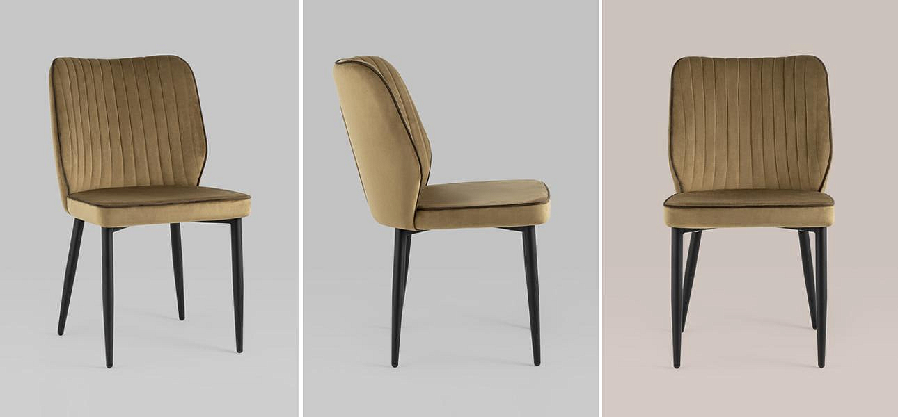 Стул Lawrence Chair Велюр Карамель Коричневый кант Стул Lawrence Chair Велюр Карамель Коричневый кант - Loft-Concept в Тюмени