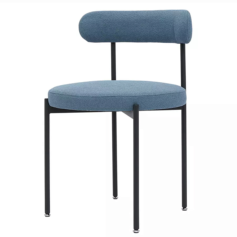 Стул с мягкой закругленной спинкой и сиденьем Alfie Chair Boucle Белый Синий Серый Стул с мягкой закругленной спинкой и сиденьем Alfie Chair Boucle Белый Синий Серый в Тюмени | Loft Concept