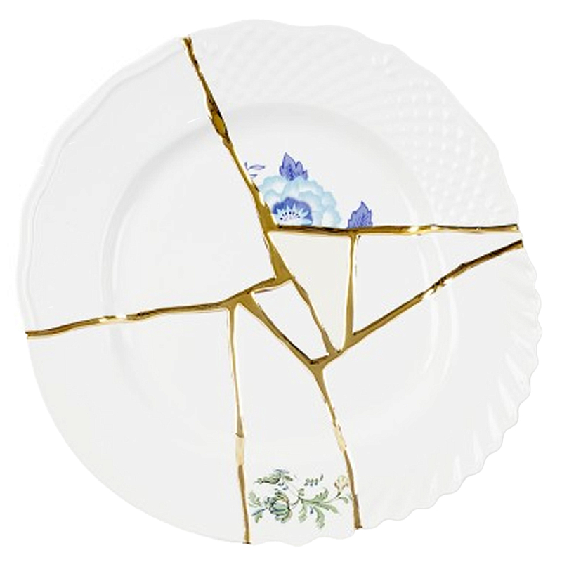 Тарелка Seletti Kintsugi II Белый Золотой Голубой Тарелка Seletti Kintsugi II Белый Золотой Голубой в Тюмени | Loft Concept