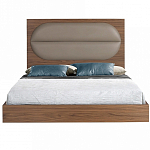 Кровать двуспальная с высоким изголовьем из дерева и подушек из экокожи Modern Look варинант исполнения - 3 | Loft Concept в Тюмени