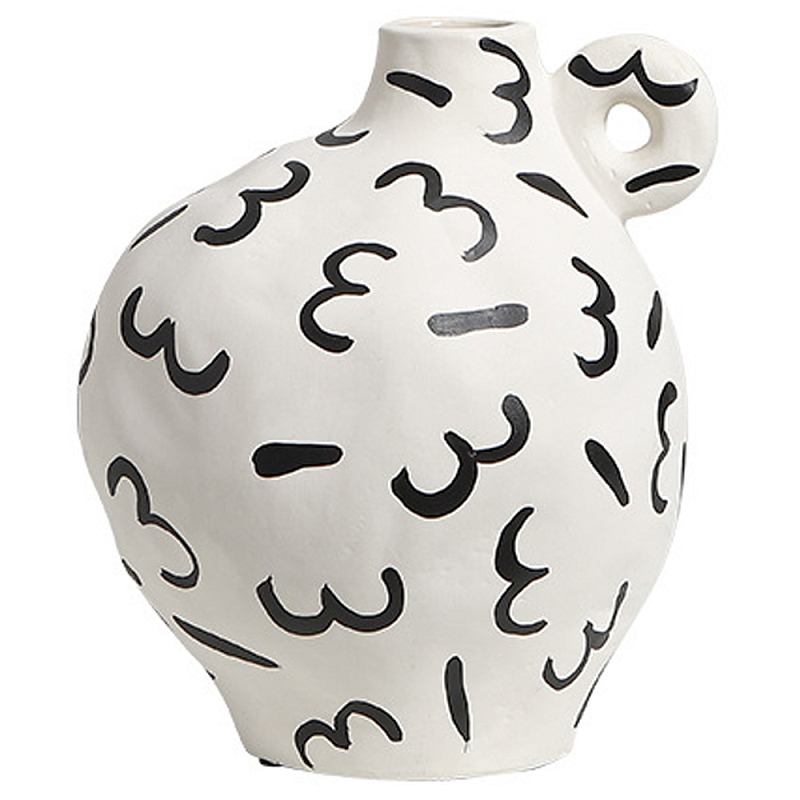 Декоративная ваза White Doodle Vase S Белый Черный Декоративная ваза White Doodle Vase S Белый Черный в Тюмени | Loft Concept