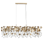 Люстра линейная с подвесками в форме монеток и золотистыми круглыми элементами из металла в виде лепестков FAIRYTREE Light варинант исполнения - 2 | Loft Concept в Тюмени