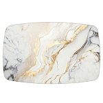 Обеденный стол с прямоугольной столешницей из стекла на черных металлических ножках White Marble варинант исполнения - 2 | Loft Concept в Тюмени