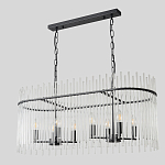 Люстра подвесная овальная со стеклянными прозрачными трубками и металлическим каркасом черного цвета Nembus варинант исполнения - 2 | Loft Concept в Тюмени