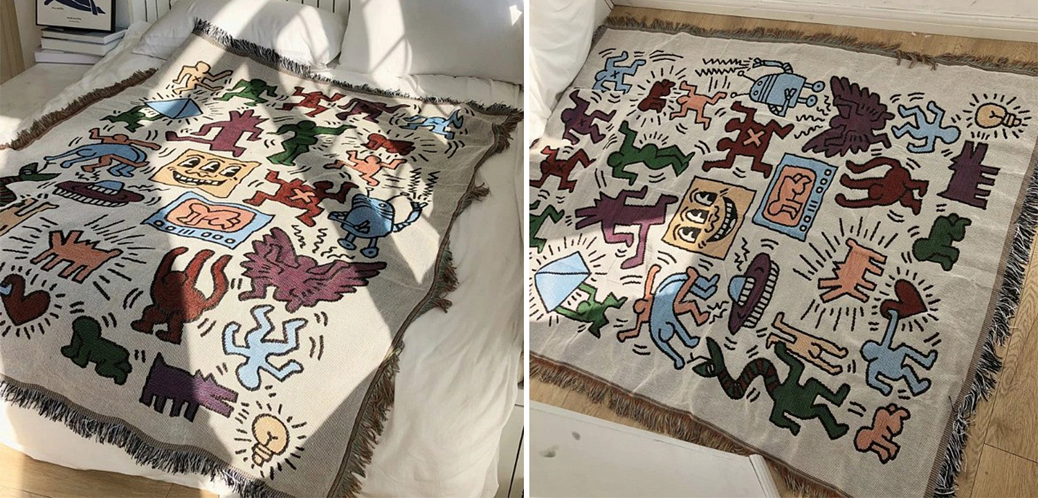 Покрывало граффити Кит Харинг Keith Haring Bed Сover Покрывало граффити Кит Харинг Keith Haring Bed Сover - Loft-Concept в Тюмени