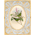 Декоративный постер с изображением птиц в раме с рельефным растительным узором Blooming Birds Poster варинант исполнения - 6 | Loft Concept в Тюмени