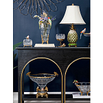 Ваза из прозрачного стекла с бронзовыми ножками и фигурками попугаев Eden Garden porcelain and bronze варинант исполнения - 5 | Loft Concept в Тюмени