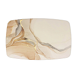 Обеденный стол с прямоугольной бежевой столешницей из стекла на 4-х деревянных ножках Beige Marble варинант исполнения - 2 | Loft Concept в Тюмени