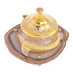 Икорница с декором "Осетр" с гравировкой на подставке из натурального камня Агат Decorative Cavair Dishes варинант исполнения - 2 | Loft Concept в Тюмени