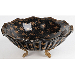 Блюдо черного цвета из фрафора на бронзовых ножках Eden Garden porcelain and bronze варинант исполнения - 1 | Loft Concept в Тюмени