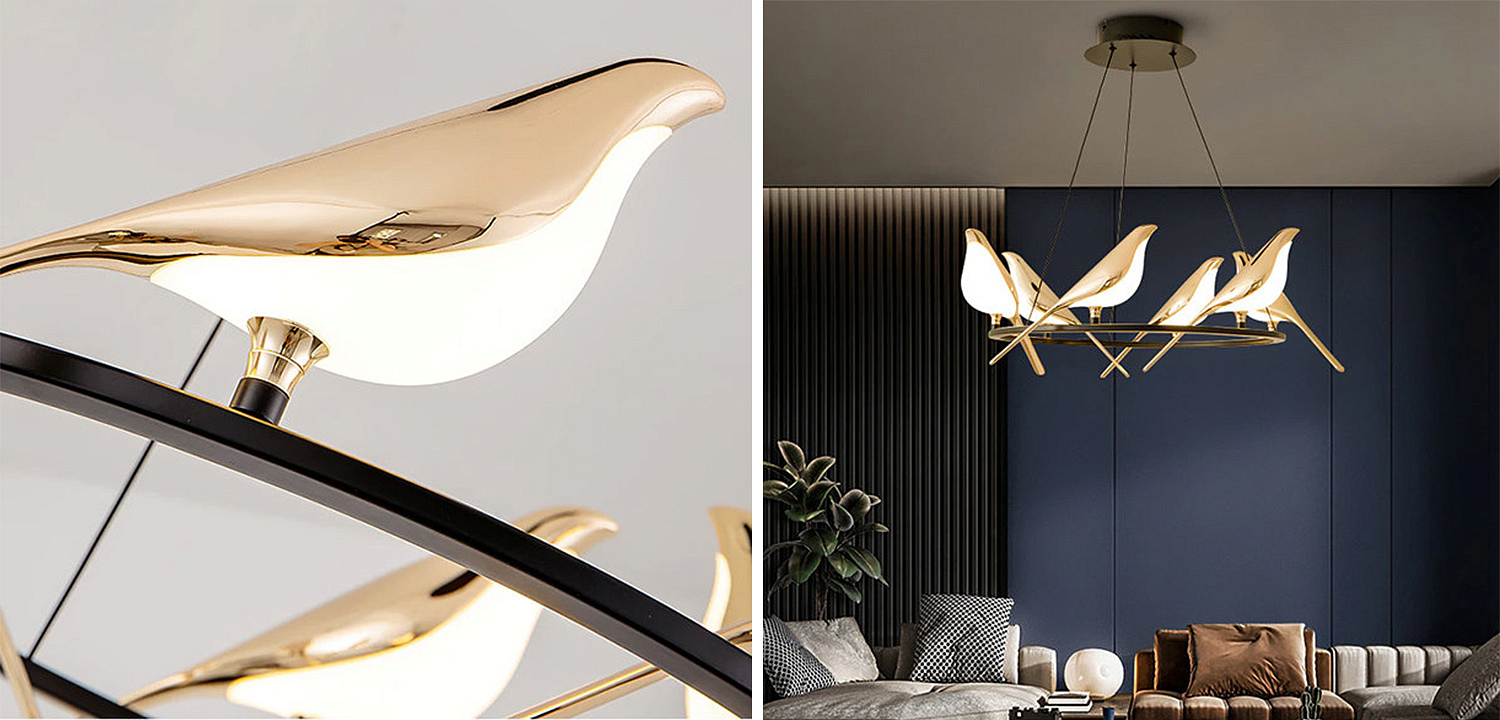 Люстра с золотыми птичками круглая NOMI Chandelier Six birds Round Люстра с золотыми птичками круглая NOMI Chandelier Six birds Round - Loft-Concept в Тюмени