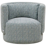 Дизайнерское мягкое кресло с круглой мягкой спинкой в голубой пестрой обивке Roux Round Armchair варинант исполнения - 3 | Loft Concept в Тюмени