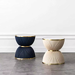 Дизайнерский журнальный стол фактурный с круглой белой столешницей Luler варинант исполнения - 2 | Loft Concept в Тюмени