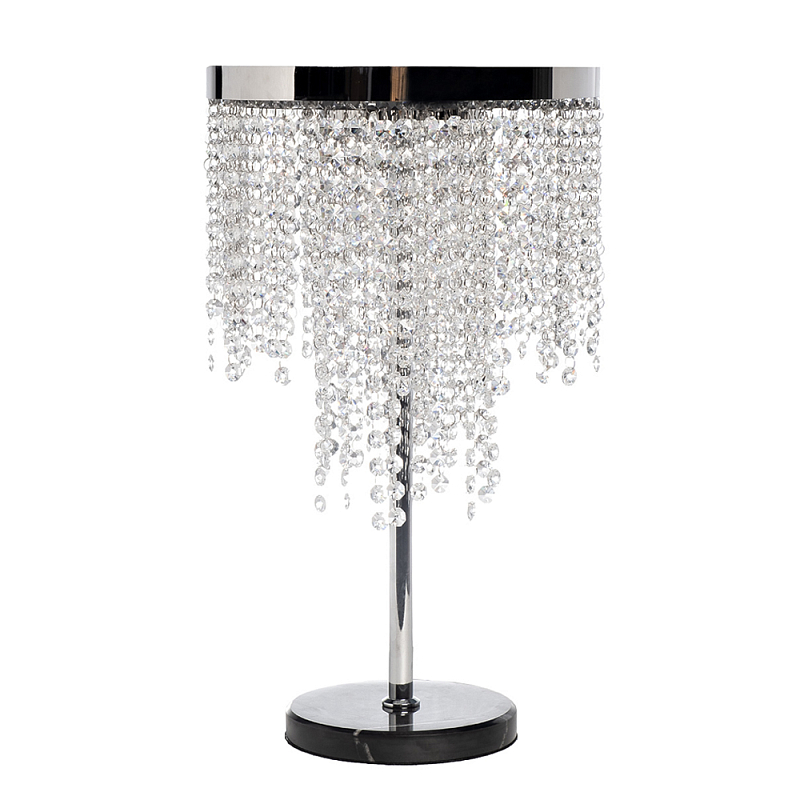 Лампа настольная Хром с каскадом сияющих кристаллов Shining Waterfall Хром Прозрачный в Тюмени | Loft Concept 