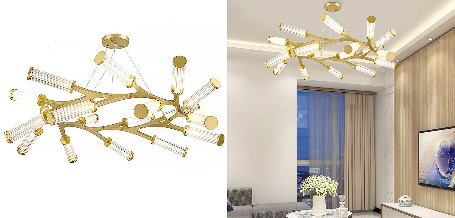 Люстра Cylinder Branches Chandelier Ring Gold Люстра Cylinder Branches Chandelier Ring Gold - Loft-Concept в Тюмени